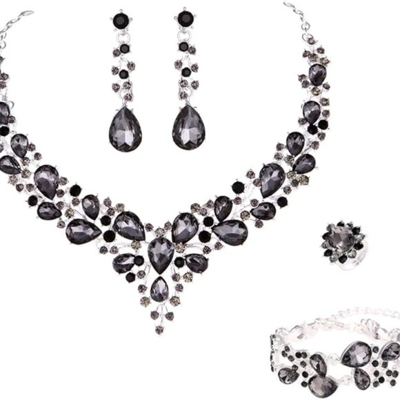 New Molie Bridal Austrian Crystal Necklace and Earrings Jewelry Set Gift… - Picture 1 of 14